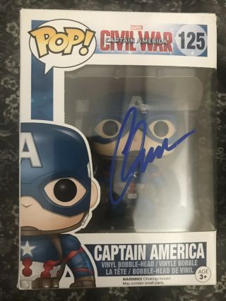 Chris Evans Signed Funko Pop Ip Captain America Civil War