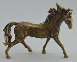 Ancient Collect Handwork Tibet Old Copper Carve Running Horse Auspicious Statue