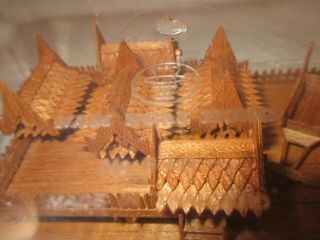 Thai House Model Carved Wood Handcraft Handmade Vintage
