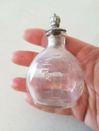 Vintage Glass Holy Water Bottle With Cork Religious Religion Dr5