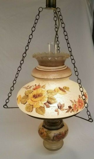 Vintage Hurricane Hanging Ceiling Lamp GWTW Hand Painted 3 way Chandelier Light 3