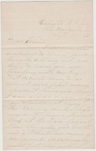 Sept 1863 Civil War Soldier Letter - Near Morrisville Va - 66th Ny Great Content