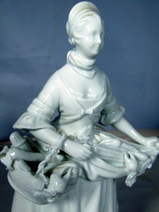 White Vienna Austria Blanc de Chine Porcelain Figurine Peasant Woman Basket 8 