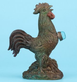 Unique Chinese Coloured Glaze Snuff Bottle Hand - Carved Rooster Statue Collect