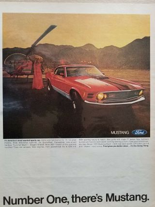 1970 Mustang Vintage Print Ad 10x14