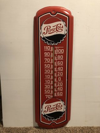 Vintage Pepsi - Cola Metal Advertising Thermometer