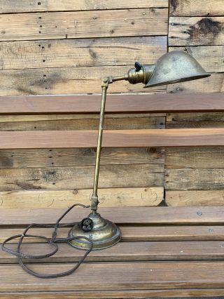 Vintage Antique Faries Brass Articulating Table Lamp Originalcondition Barn Find