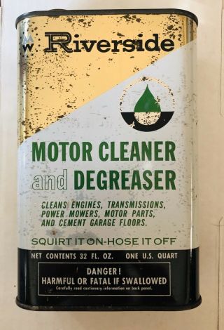 Vintage Riverside Motor Cleaner & Degreaser Can Montgomery Ward Co Chicago 32oz
