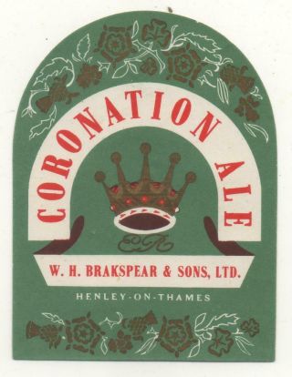 Old Beer Label/s - Uk - Brakspear Coronation