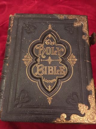 Vintage Old Family Holy Bible Numerous And Illustrations 1877 By Rev.  John Brown