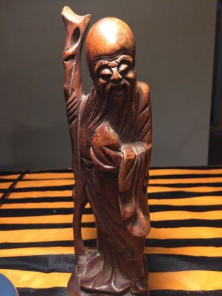 Chinese Export Carved Wood Prophet Pilosopher Statue