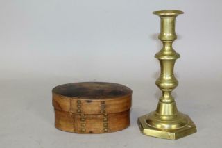 GREAT 19TH C MINIATURE OVAL SHAKER STYLE PANTRY BOX UNUSUAL SQUARE BRASS NAILS 2