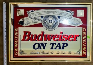 Budweiser On Tap Gold Bar Mirror Sign 18.  5 " X 25 " Vintage 1995 Anheuser - Busch