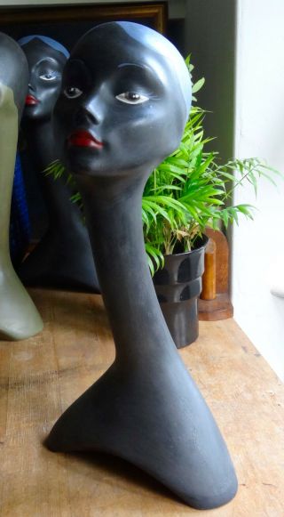 vintage tall swan neck mannequin bust head shop display millinery jewellery 3