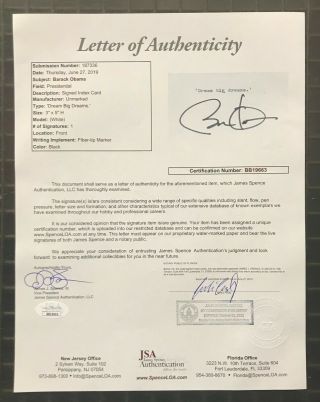 President Barack Obama Signed 3x5 Index Card Autographed AUTO JSA LOA 2
