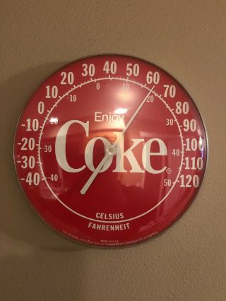Vtg 1984 Coca - Cola Coke 12 " Round Wall Thermometer