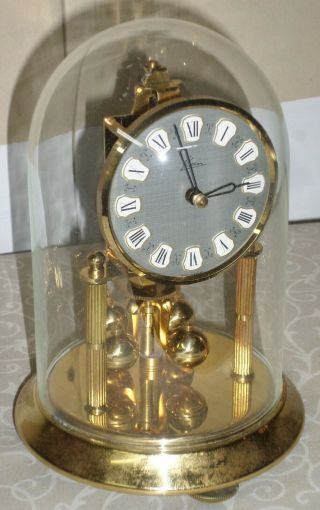 Old German Brass & Glass Karl Kern & Sons 400 Day Anniversary Mantel Clock