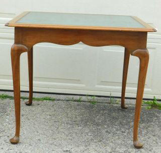 Vintage Kittinger Ny Mahogany Queen Anne Leather Top Card Table T297 Games