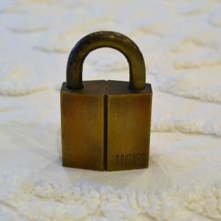 Vintage U.  S.  Forest Service Yale Brass Lock Padlock (no Key) Made In Usa