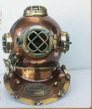 X - Mas Antique Brass Diving Helmet Us Navy Engineering Divers Helmet Vintage