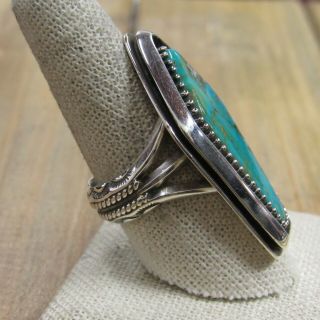 Vintage Sterling Silver Navajo Shadow Box Turquoise Ring Size 9.  75 3