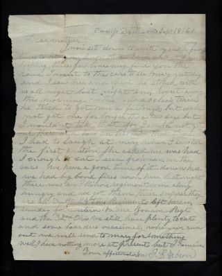 Civil War Letter - 2nd Ohio Infantry Big Bonfire With 24th Illinois Boys