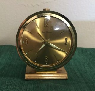 Vintage Mid Century Seth Thomas Brass Windup Alarm Clock Germany