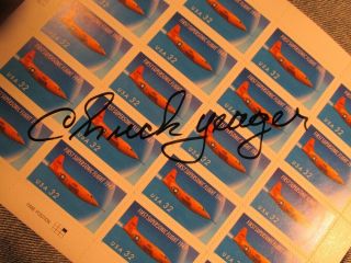 General Chuck Yeager Autograph On Bell X - 1 Stamps