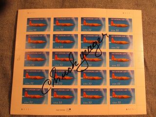 General Chuck Yeager autograph on Bell X - 1 stamps 2