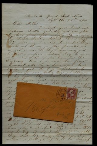 Civil War Letter - Pennsylvania Light Artillery From Hospital In Nashville,  Tn