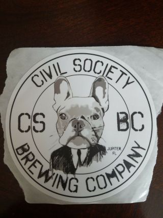 Civil Society Brewing Co,  Craft Beer Brewery Sticker Jupiter Fl