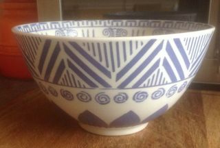 Vintage Chinese Blue On White Serving Bowl