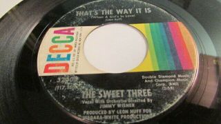 The Sweet Three Rare Northern Soul 45 On Decca Label That 