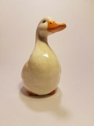 Cute Hand - Painted Vintage Ceramic Goose Figurine - No Chips Or Cracks