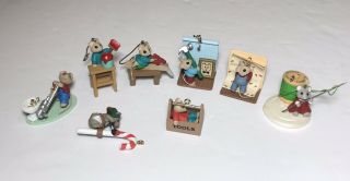 1997 Hallmark Keepsake Tiny Home Improvers Mice Miniature Ornaments Set Of 8