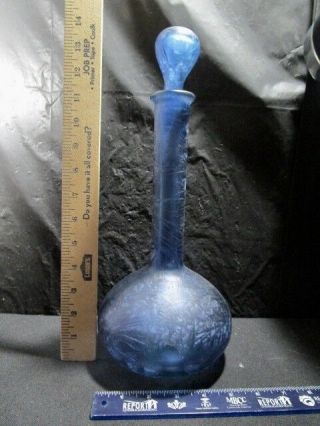 Art Glass Blue Tall Decanter with Stopper - Made In Italy 2