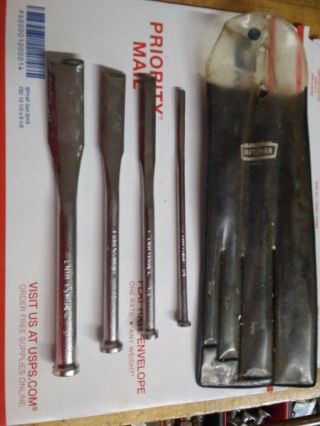 Vintage =craftsman= No.  9 - 36838 Wf Series 4 Piece All Steel Wood Chisels Made Usa