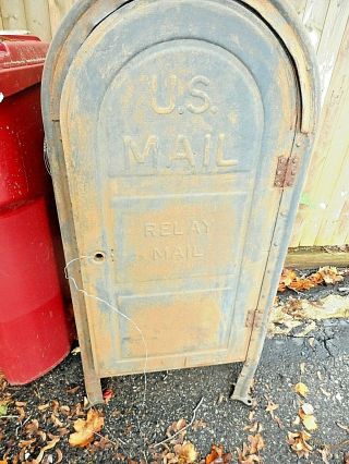 Vintage LARGE U.  S.  Post Office Mail Box Iron Steel relay l Box Rare Find 2