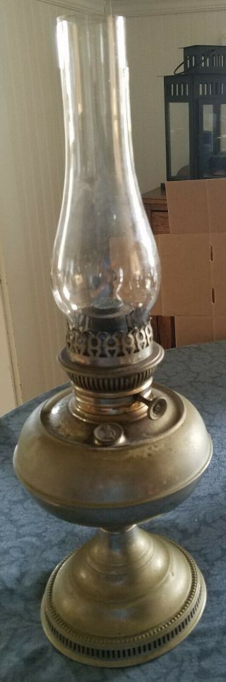 Antique Rayo Kerosene Lamp Nickel Plated W/chimney