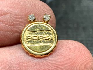 Pepsi Cola 10k Gold Stunning Rare Double Diamond Bottlecap Service Award Pin.