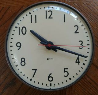 Vintage Simplex School Office Glass Front 13 " Wall Clock