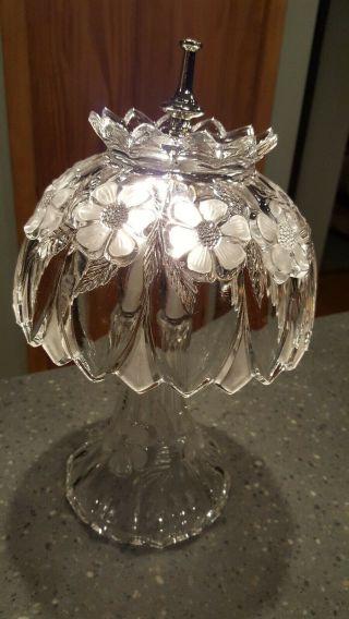 Vintage Cci 24 Lead Crystal Clear Cut Flower Budoir Table Lamp W.  Germany