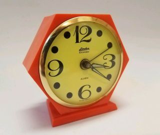 Linden Black Forest Wind Up Alarm Clock Orange Mid - Century Modern