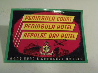 Repulse Bay,  Hong Kong & Shanghai Hotels Vintage Luggage Label 11/2