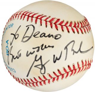 President George W.  Bush Signed Major League Baseball - Great Autograph