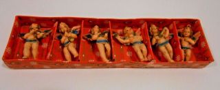 Vintage Fontanini Italy Cherub Angels - Set Of Six - Musical Angel Puti Ornament