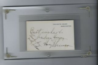 Harry Truman Inscribed Signed White House Card