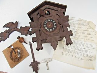Antique Vtg Westminster Regula German Cuckoo Clock Bird Wood Motor Parts