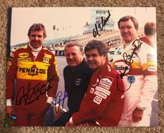 Rick Mears Al Unser Aj Foyt Johnny Rutherford Signed Indy 500 8 X 10 Photo