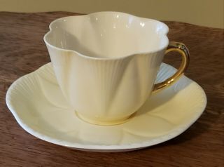 Shelley Dainty Yellow Teacup And Saucer With Gold Handle - Very